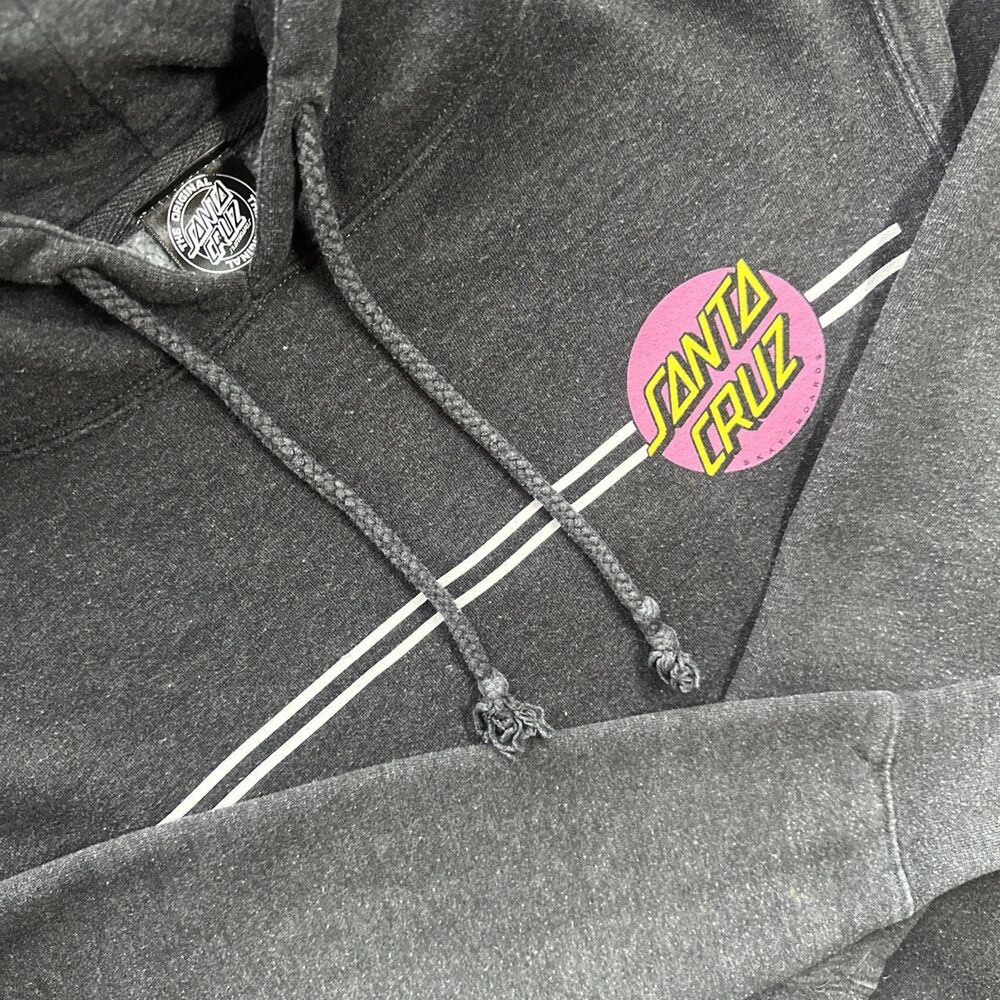 SANTA CRUZ Skateboards Hoodie Mens Small  S Dark Gray Pink Logo Long Sleeve